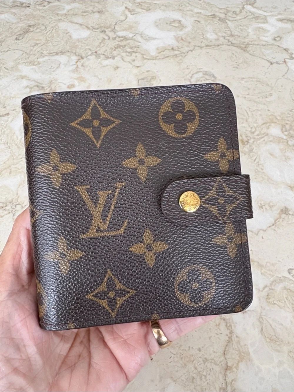 Louis Vuitton Monogram Compact Zip Bifold Wallet Authentic